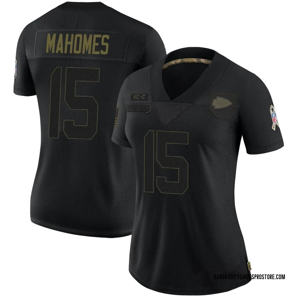 Women's Limited Patrick Mahomes Kansas City Chiefs Black 2020 Salute To Service Jersey