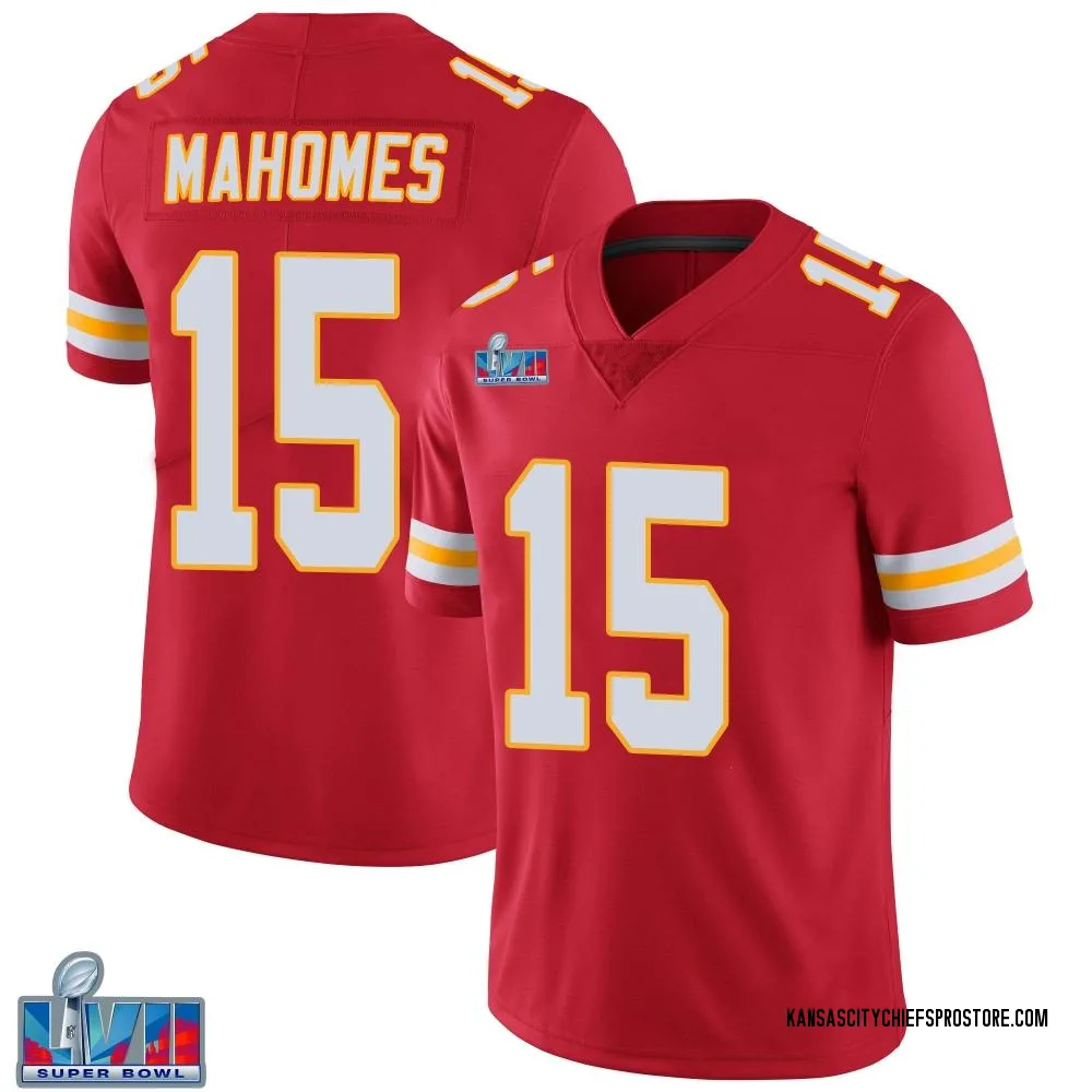 Youth Limited Patrick Mahomes Kansas City Chiefs Red Team Color Vapor Untouchable Super Bowl LVII Patch Jersey
